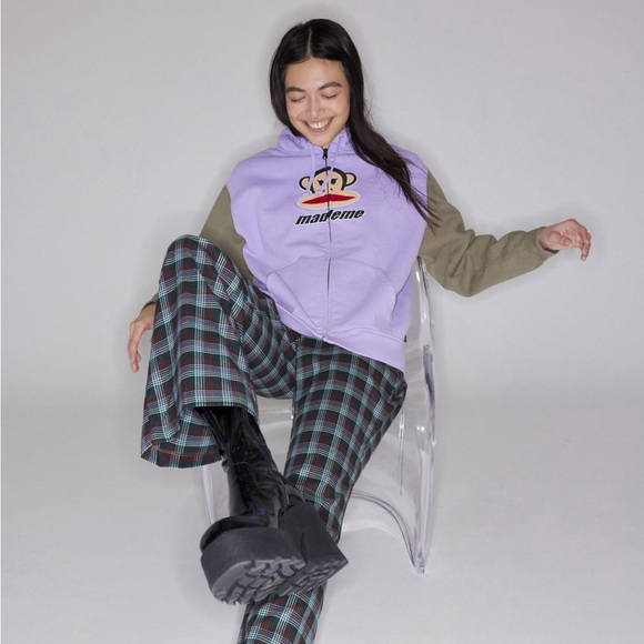 Paul Frank Mademe lilac embroidered emblem oversized zip up hoodie size small - Picture 7 of 7